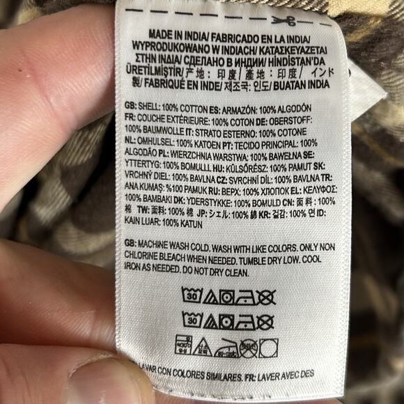 Vans Long Sleeve Button Up Flannel Shirt Mens Size Large Classic Fit Brown Plaid - Picture 5 of 12